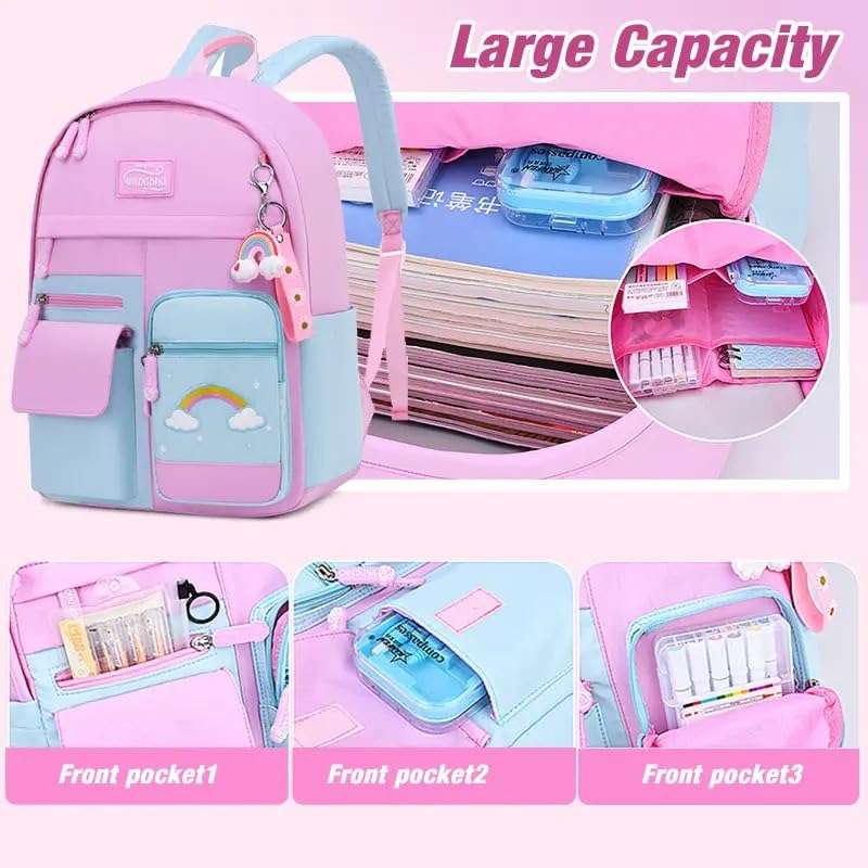 Girls Backpack, Kid School Backpacks Cute Book Bag with Compartments for Primary and secondary school Girl Kid Students, Kids' Student Elementary School Bag