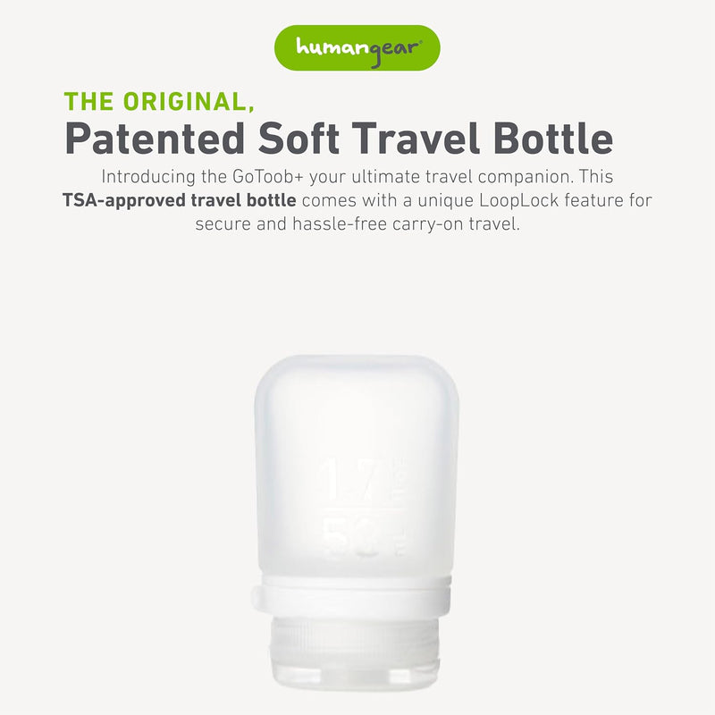 humangear GoToob, Small Parent, Humangear Gotoob+ Silicone Travel Bottle With Locking Cap, Small (1.7oz)