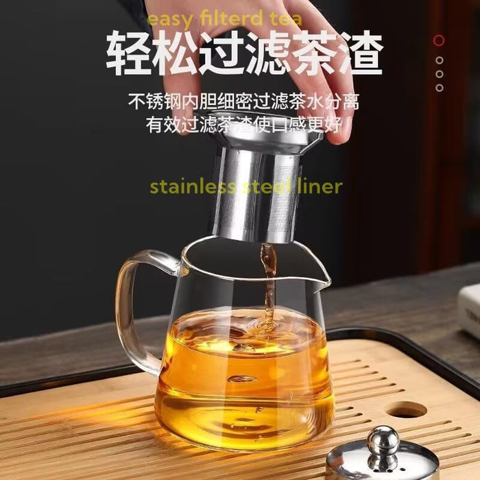 Glass Teapot with Infuser, Stovetop Safe, Blooming and Loose Leaf Tea Maker Set, with Removable Stainless Steel Infuser (750)