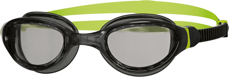 Zoggs Phantom 2.0 Childrens Swimming Goggles, UV Protection Swim Goggles, Split Yoke Swimming Goggle Strap, Fog Free Clear Swim Goggle Lenses, Quick Fit childrens Goggles 6-14 years - Black/Lime/Smoke Single