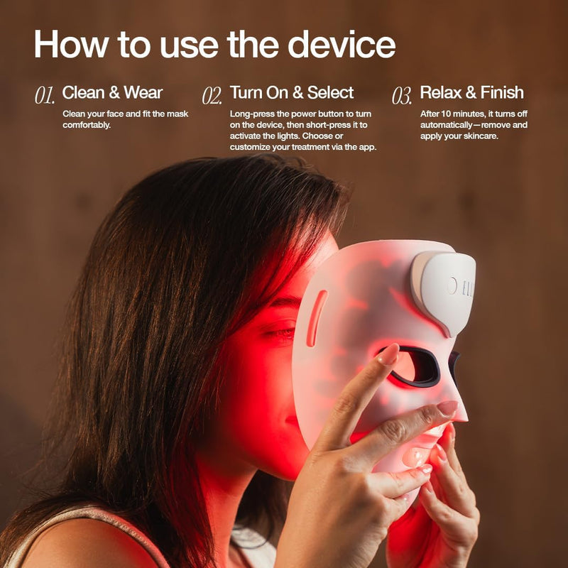 ELLE Radiance Boost Pro LED Face Mask FDA Approved & Clinically Proven Light Therapy for Glowing, Youthful Skin Red, Blue & Infrared Light Boosts Collagen, Reduce Wrinkles, Breakouts & Blemishes