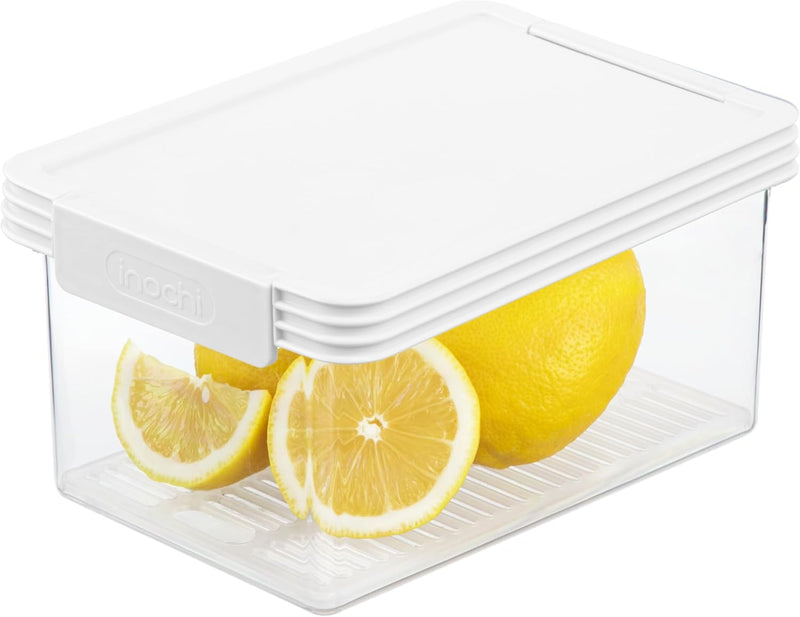 Inochi Food Storage Container Set 3pcs (500-1000-2000ML) PP Safe Store and Preserve Food, Pack Lunch, Kitchen Organizer Freezer, Microwave & Dishwasher Safe Reusable Food Storage-Green - White 1000ml