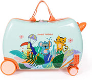 MILK&MOO Rideable Kids Suitcase Jungle Friends, Fun and Safe, Durable, Spacious, and Ergonomic Design, Enjoyable Journeys with 360-Degree Swivel Wheels,Suitable for Children Aged 2-6 Years