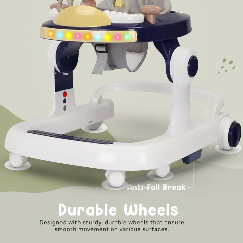 Baybee Berno 2 in 1 Baby Walker for Kids | Push Walker for Baby with 3 Adjustable Height, Lights & Musical | Baby Boy Girl 6 to 18 Months (Blue)
