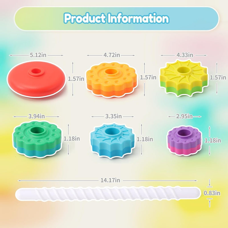Baby Spinning Stacking Toys, 1-3 Rainbow Ring Stacker Montessori Toys for Babies, Sensory Toys for Toddlers, Christmas and Birthday Gifts Suitable for Boys and Girls
