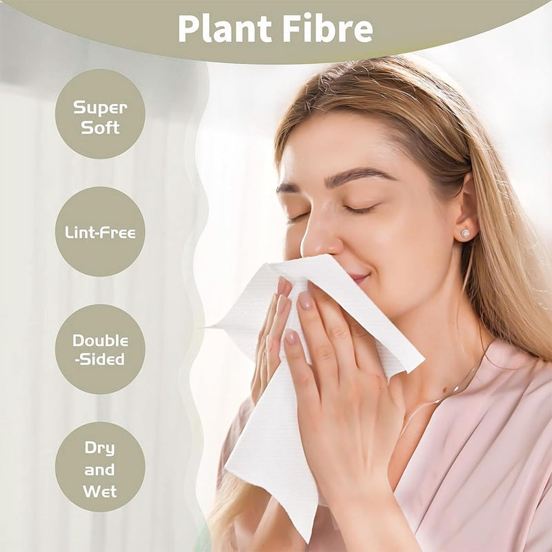 KOYIS Face Towels Disposable Biodegradable Dry Wipes for Sensitive Skin,Plant Long Fiber Facial Towels for Washing Face,Skincare and Makeup Remover,With Dust-proof Magnetic Cover,30x25 CM (58 Count)