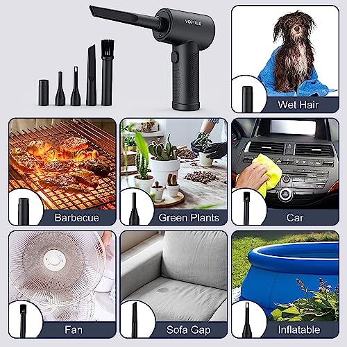 Yomile Compressed air Duster - 120000RPM 3 Speeds Electric Air Duster, 7600mAh Battery Cordless Dust Blower for Keyboard Cleaner,Rechargeable Air Blower AIC Can for Office Computers