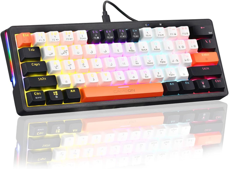 GAMEON DOMINION GO21KM-W RGB Wired Keyboard & Mouse Combo Full-Size English/Arabic Layout, Multi-Zone Rainbow Backlighting, Ergonomic Design, USB Wired Connectivity - Black AEROX | 60% | 61-Key | Mechanical Keyboard | RGB | Red Switch (MK160)