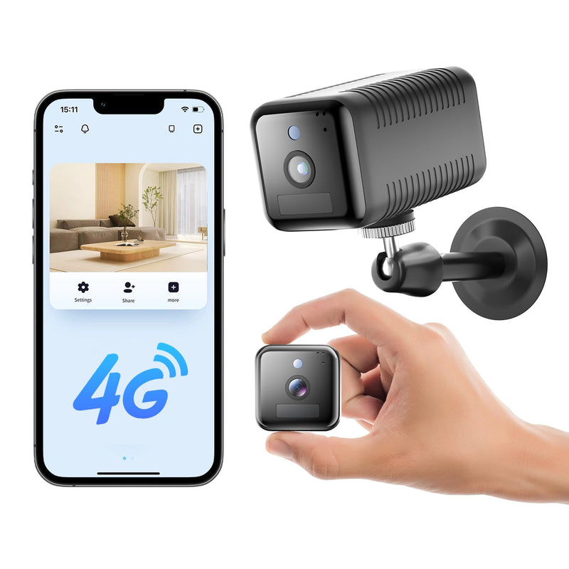 runofast No WiFi Security Camera, 4G LTE Cellular Camera with Virtual SIM Card, Radar Motion Sensor, 2K Indoor & Outdoor Security Camera, 18-Hour Continuous Use, Portable Cellular Trail Camera