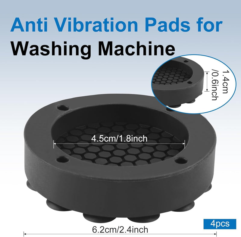 Washing Machine Vibration Pads 4pcs, Anti-Slip Shock Absorber Feet, Noise-Reducing Silicone Pads for Washing Machine, Dryer, Dishwasher, Refrigerator, Furniture