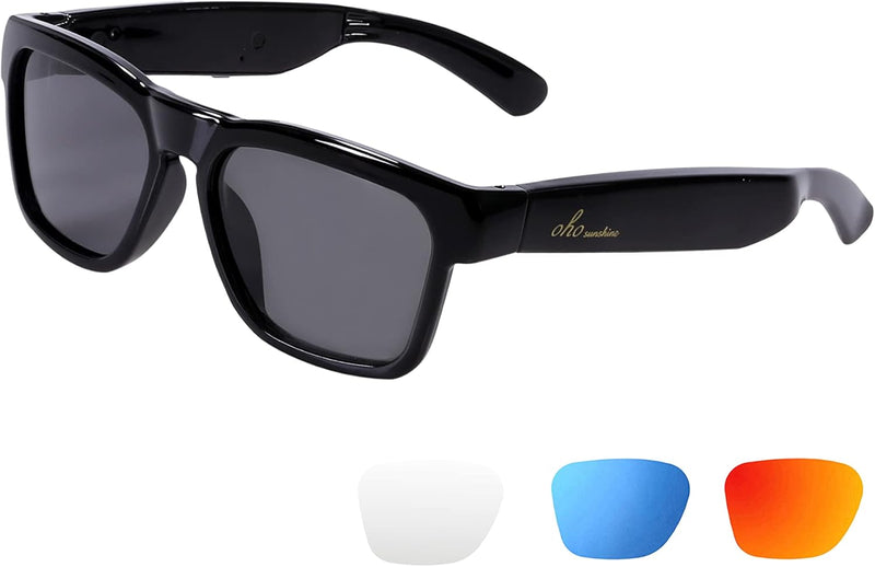 OhO sunshine OhO Bluetooth Sunglasses,Voice Control and Open Ear Style Smart Glasses Listen Music and Calls with Volume UP and Down,Bluetooth 5.0 Audio Glasses and IP44 Waterproof, unisex-adult