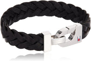 Gray Double Wrap Leather Bracelet For Men - Black