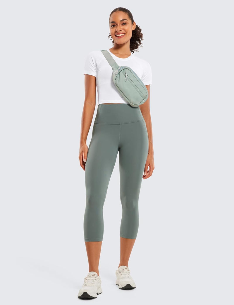 CRZ YOGA Womens Butterluxe Workout Capri Leggings with Pockets 21 Inches - High Waisted Gym Athletic Crop Yoga