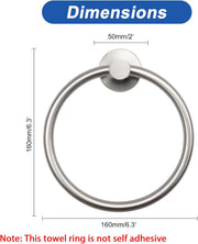 NearMoon Bath Towel Ring, Bathroom Hardware Accessories- Thicken Stainless Steel Hand Towel Holder for Bathroom, Modern Round Towel Hanger Wall Mounted (Brushed Nickel) - Brushed Nickel 1