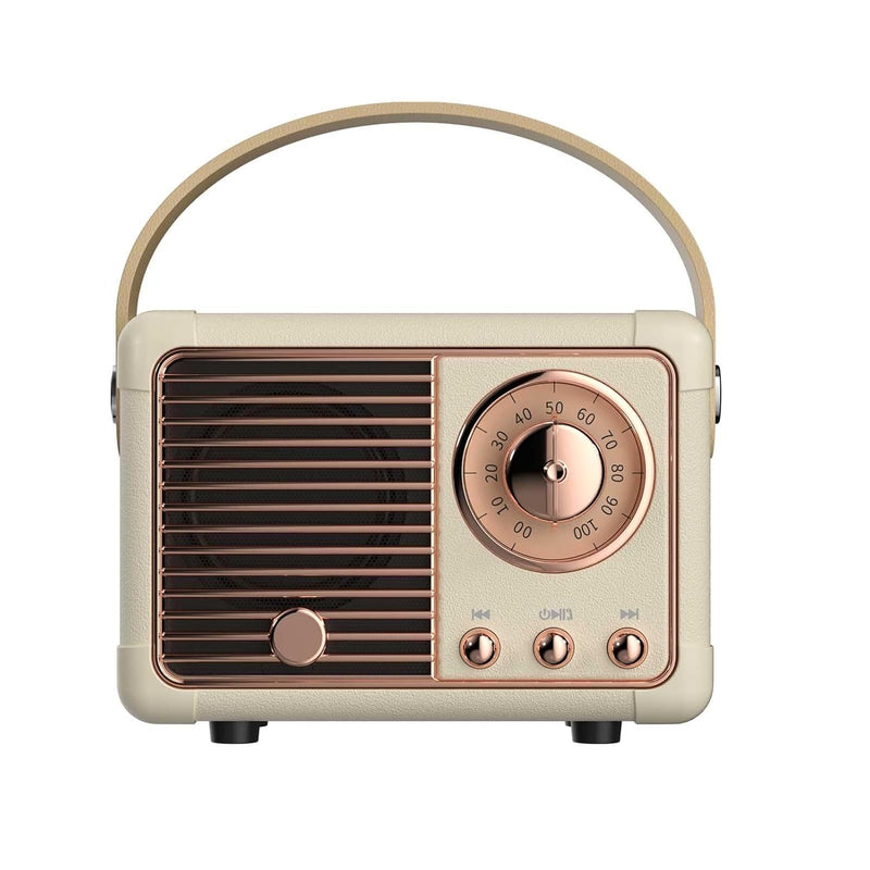 [Upgrade] Retro Bluetooth Speaker, Mini Wireless Bluetooth Speaker, Cute Old Fashion Vintage Decor Style for Kitchen Desk Bedroom Office Party Outdoor (Antique White)