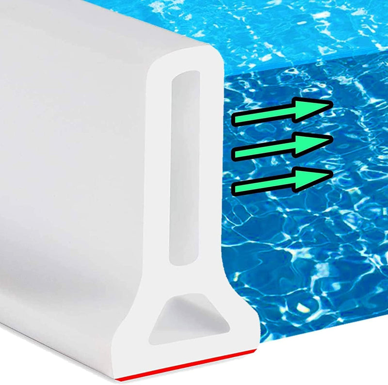 Gluckluz Shower Threshold Water Barrier 2M Shower Stopper Self-Adhesive Bathroom Water Dam Collapsible Silicone Water Retaining Strip Water Splash Guard Retention System for Kitchen Countertop Sink