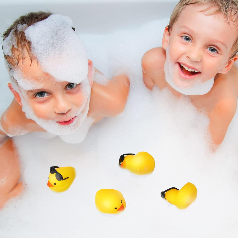 36 Pcs Mini Rubber Ducks Glow in The Dark Rubber Frogs Baby Shower Tiny Rubber Ducks Bulk, Float Bath Toys Bathtub Duckies Mini Frogs for Shower Birthday Party Favors Carnival Gift (Hat Style)
