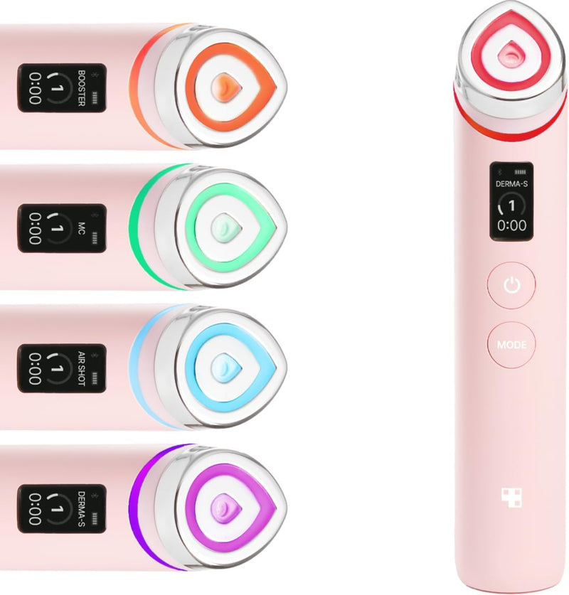 Age-R Booster Pro Pink 6-in-1 Real Glass Glow Beauty Massager Looking Glass Skin Korean Skin Care - Pink