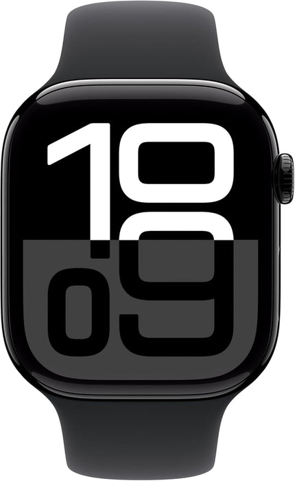 Apple Watch Series 10 GPS + Cellular 46 mm Smartwatch with Jet Black Aluminium Case with Ink Sport Loop - One Size. Fitness Tracker, ECG App, Always-On Retina Display, Carbon Neutral