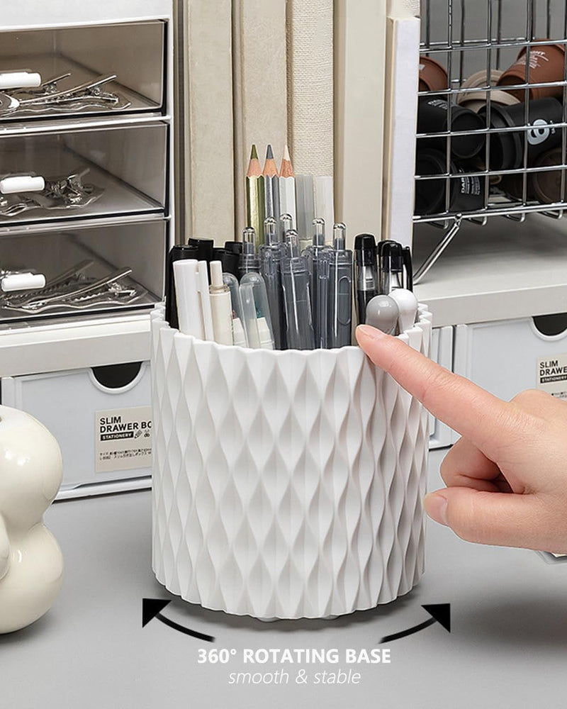 Ybaier 360 Degree Rotating Pen Holder, 5 Slots Pencil Organizer Desk Organizers and Accessories, Cute Pink Pen Holder for Desk, Pen Organizer Storage for Office School Home
