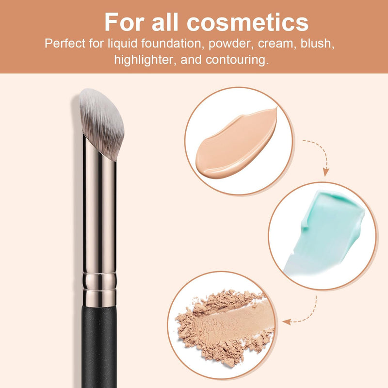 TEOYALL Angled Foundation Contour Brush, Synthetic Kabuki Brush for Concealing Blending Setting Buffing with Liquid, Cream and Powder Cosmetic (170S)