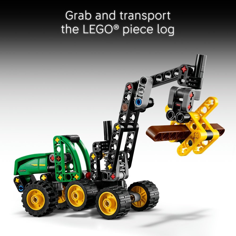 Technic John Deere 1470H Wheeled Harvester - Construction Vehicle Toy - STEM Model Kit w/a Rotating Boom & Working Claw - Gift for 7+ Year Old Boys - 42218 – image 4