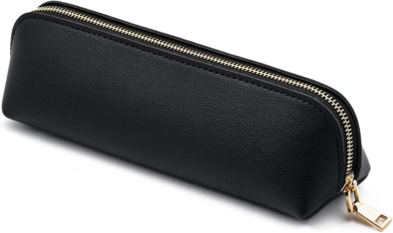 Portable PU Pencil Case, Triangle Stationery Bag Pencil Pouch Cosmetic Organizer Bag for Men and Women, Black, Black, Triangle - Black - Triangle