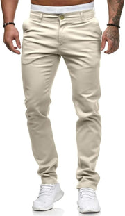 Mens Chinos Slim Fit Stretch Flat-Front Skinny Dress Pants - Lightgrey
