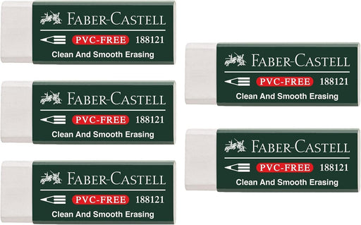 Faber-Castell 205002 Eraser 188121, PVC-Free, Plastic, White, Pack of 5 - 5 piece Single