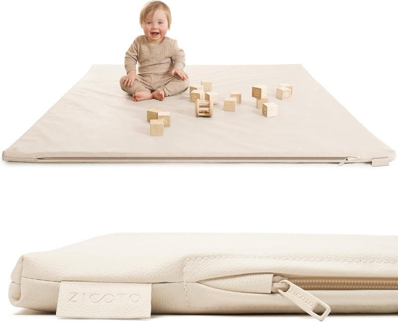 Stylish Padded Baby Play Mat for Your Boy or Girl - Extra Thick & Super Soft Vegan Leather Floor Mat Creates A Safe Play Area for Little Ones - A Beautiful Playmat That Fits Nicely Into Any Playroom