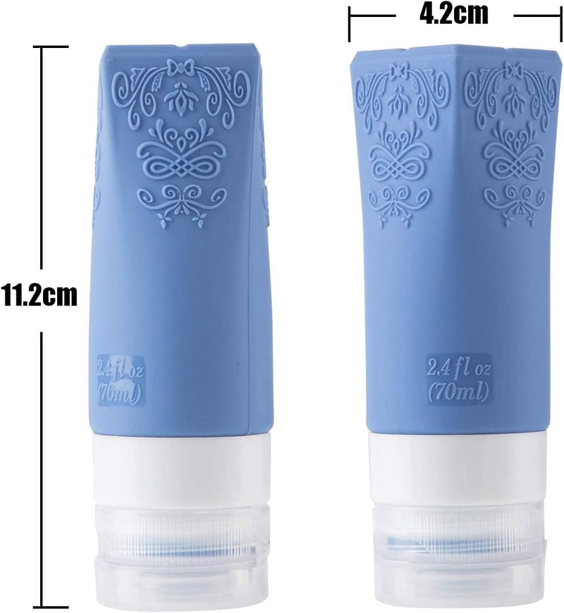 KASTWAVE Travel Bottles Leakproof, 6 Pcs Cosmetic Containers Set, 70 ml Refillable Silicone Squeezable Bottles for Toiletries, Conditioner, Lotion, Facial Cleanser, Cream (6 Colors)