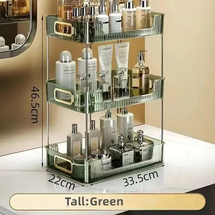 Generic Makeup Organizer Bathroom Organizer Shelf Acrylic Makeup Storage Rack Large Capacity Skincare Cosmetic Liptick Home Kitchen Desktop Holder(3 layer Grey)
