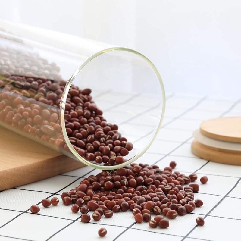 Airtight Glass Storage Canister with Bamboo Lid, Clear Food Storage Container Kitchen Pantry Storage Glass Canisters Jar Set for Flour Cereal Sugar Tea Coffee Beans Snacks Nuts Candy (3 Pack, 2400ml)