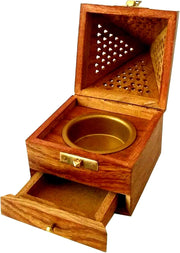 Saqoware Wooden Incence-Bakhoor Burner Pyramid shape Wooden Bakhoor Burner Medium Size