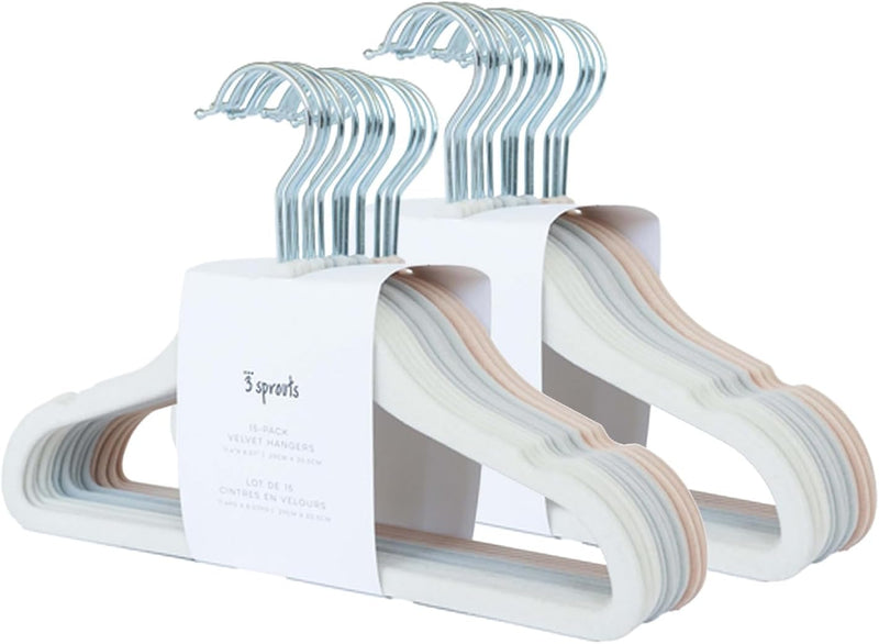 3 Sprouts Baby Hangers, Non-Slip Velvet Hangers, Kids Hangers - Pack of 15 - Pink