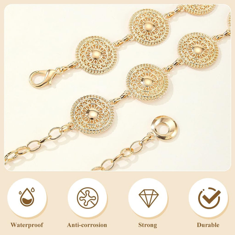 Metal Waist Chains for Woman, Adjustable Boho Body Chain, Fashion Vintage Belly Chain Belt Jewelry, for Women Dresses, Saree, Beach, Jeans, Skirts, Gold