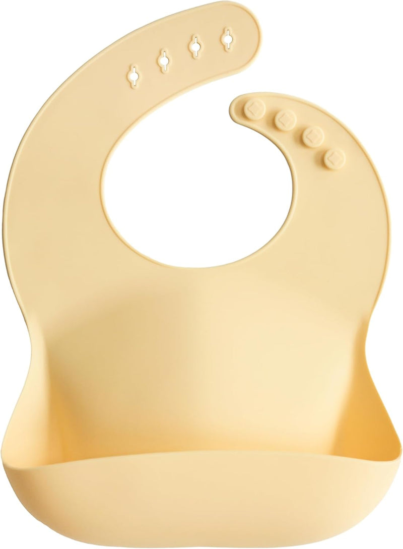 Silicone Baby Bib with Built-in Neck Fastener - Dishwasher Safe BPA-Free Baby Feeding Set for Comfort & Cleanliness - Elegant Patterns for Stylish Bibs 11 x 9.5 inches Clay, One Size - Sunshine