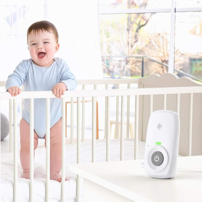 Motorola Nursery AM24 / MBP24 Audio Baby Monitor with Room Temperature Display, High Sensitivity Microphone and Two-Way Talk, White