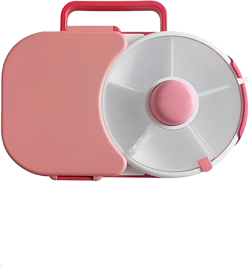 Kids Lunch Box with Detachable Snack Spinner - Bento Style Lunch Container with 5 Compartments - Kids Snack Box/Bento Box for School,Nursery&Trips(Coral Pink)
