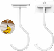 2-Pack Self Adhesive Banana Hook, Metal Banana Hanger Hook,Under Cabinet Hook For Bananas Or Other Kitchen Items, Foldable Banana Hook, Folds Up With Magnets When Not In Use, Keep Bananas Fresh,Gold - White