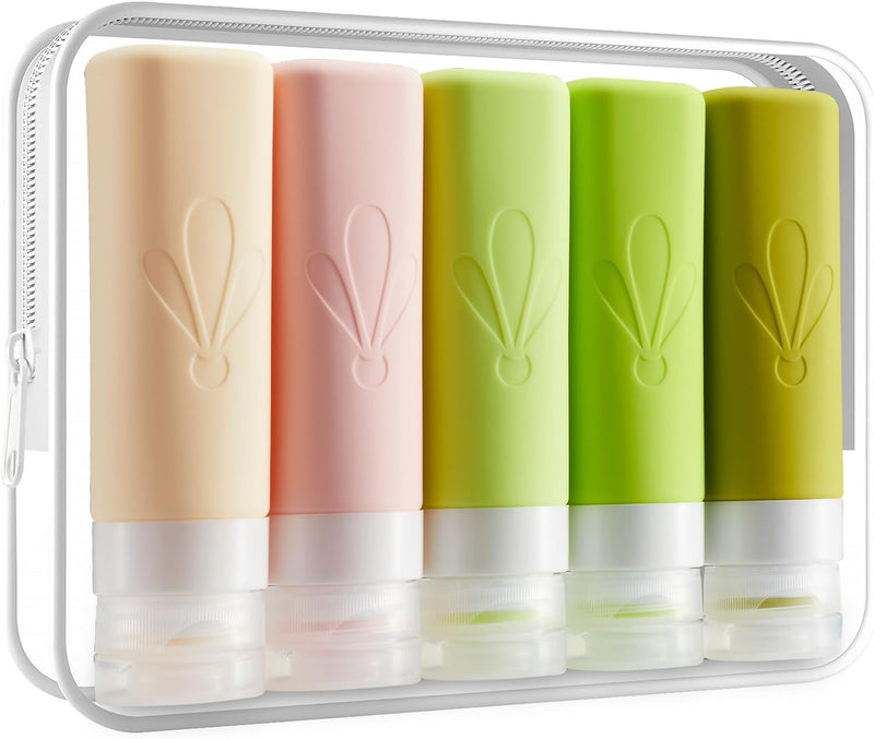 INSFIT Travel Bottles for Toiletries, TSA Approved 90ml Travel Size Containers, BPA Free Leak Proof Squeezable Silicone Tubes for Shampoo Conditioner Lotion Soap with Labels