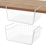 1Pcs Kitchen Under Shelf Storage Basket Large Lightweight Metal Organizer Rack 40 X 26 X 14 cm (White) - 1 Pack