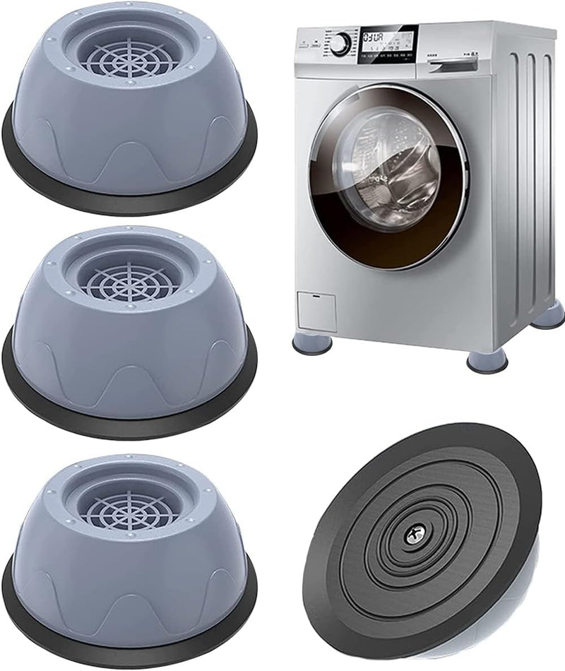 Anti-Vibration Washing Machine Support Pads, 4-Piece Set, Grey, Non-Slip Rubber Feet for Washer and Dryer
