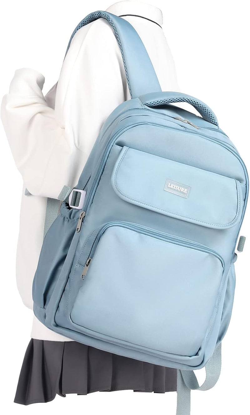 WEPOET Basic Backpack For School,Casual College Backpack Women,Waterproof Middle Bookbag For Teen Girl - A4-blue