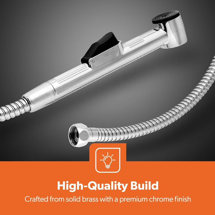 Geepas Hand Held Toilet Bidet Sprayer - Bathroom Shower Bidet Tap Spray, Shattaf Toilet Cleaning Faucet – Water Hose and Mounted Sprayer Holder Included - Douche Bidet Toilet Spray