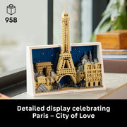 Architecture Paris City of Love - DIY Miniature Model Kit for Adults - Home Decor 3D Wall Art w/Iconic Parisian Landmarks Incl. Eiffel Tower - Gift Idea - 21064
