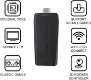 Integrated retro 4K game console with dual 2.4G wireless controllers, plug-and-play video game stick, built-in 3,500 games, 9 classic emulators, high-definition HDMI output for TV (64G, 10000+ games)