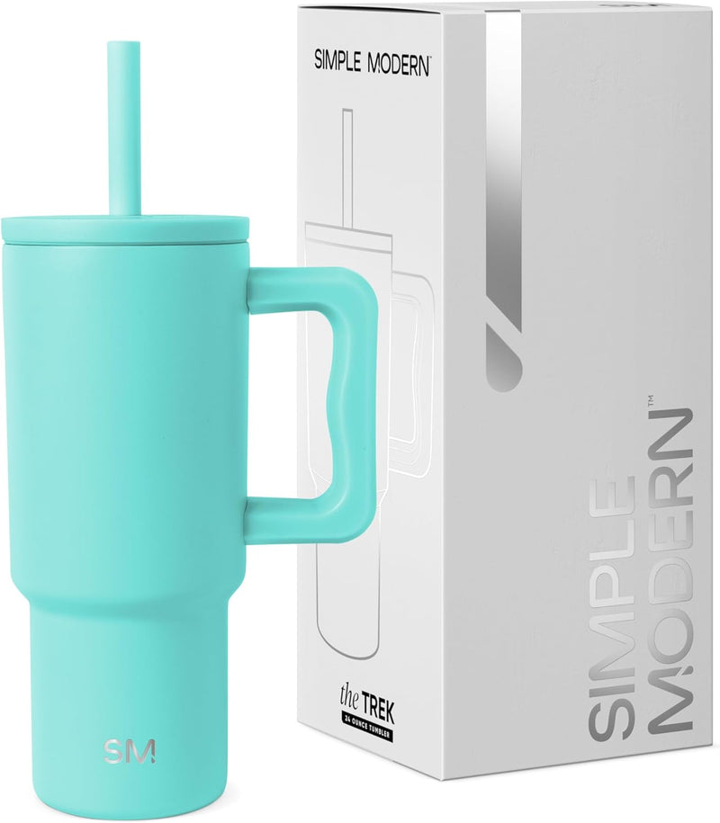 Simple Modern Kids 24 oz Tumbler with Handle and Silicone Straw Lid | Spill Proof and Leak Resistant | Reusable Stainless Steel Bottle | Gift for Kids Boys Girls | Trek Collection | Asteroid