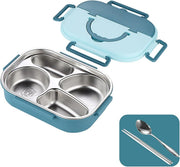 Generic Stainless Steel Lunch Box 1200ml, 4 Compartment Bento Lunch Box for Adults & Kids, Leakproof Food Storage Container with Handle for Office, School & Travel, Safe Steel Food Container