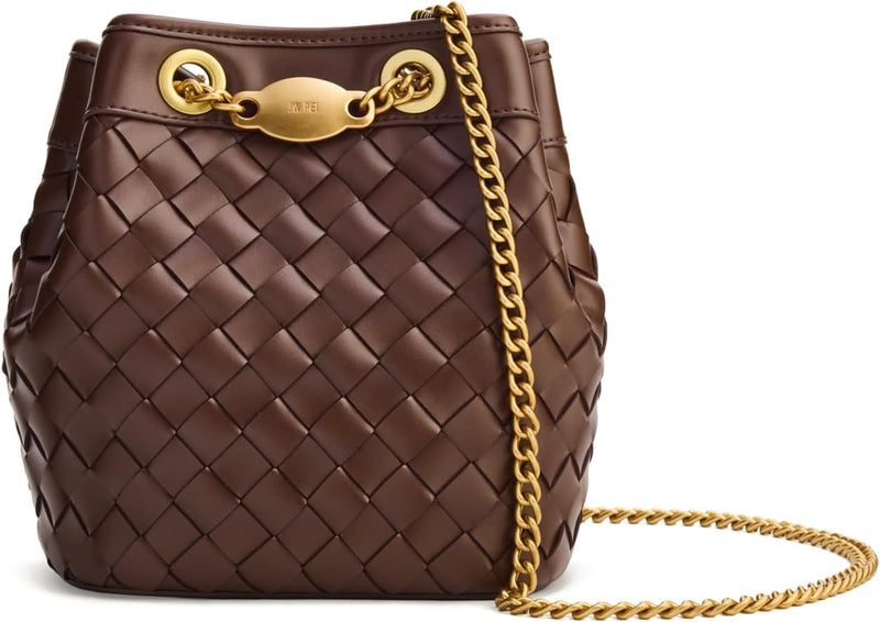 Women's Yara Hand-Woven Bucket Bag - Dark Brown